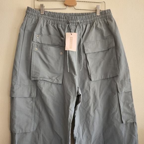 NWT Missguided Slate Nylon Straight Leg Cargo Trousers Size 14 - Picture 8 of 13
